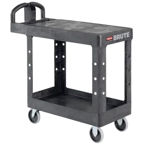 FG450500BLA Rubbermaid Small Ergonomic Utility Cart Two Shelf