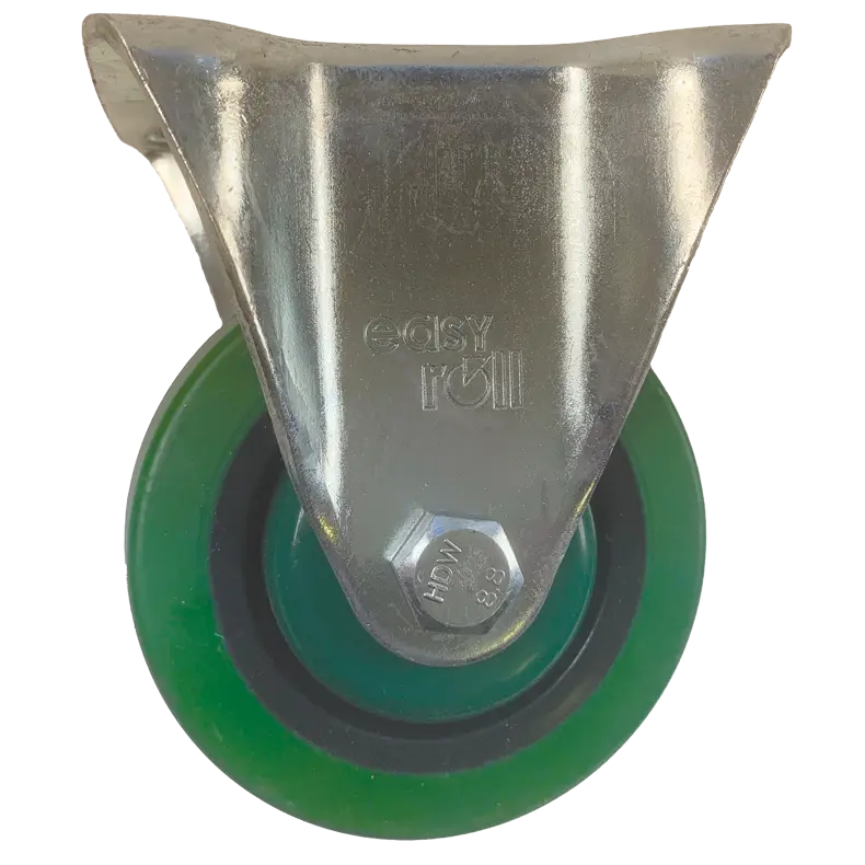 ELF100RUB 100mm Green Elastic Rubber Fixed Castor 200kg Medium Duty