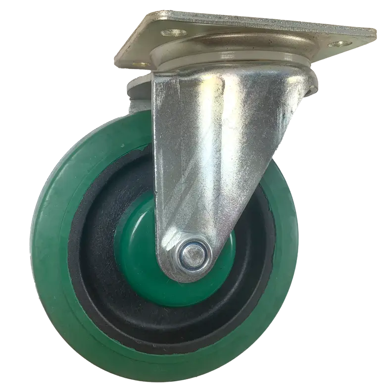 ELS125RUB 125mm Green Elastic Rubber Swivel Plate Castor 250kg Medium Duty