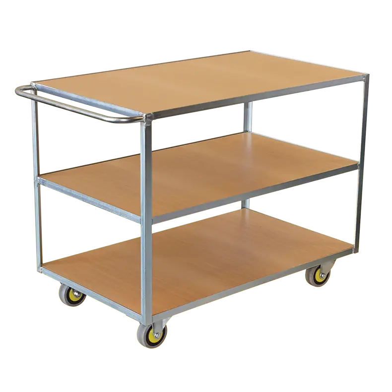 TT110 heavy-duty table shelf trolley with 250kg load capacity and dual-tier steel shelving.