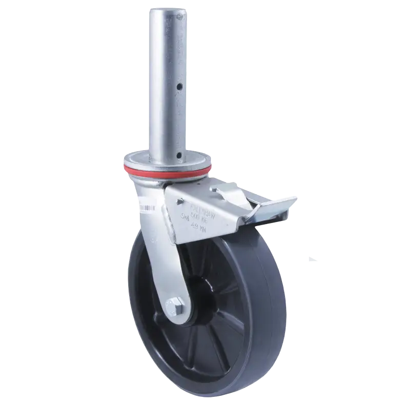 HUR200-SC11 200mm Heavy-Duty Scaffold Castor with 500kg load rating and total brake.