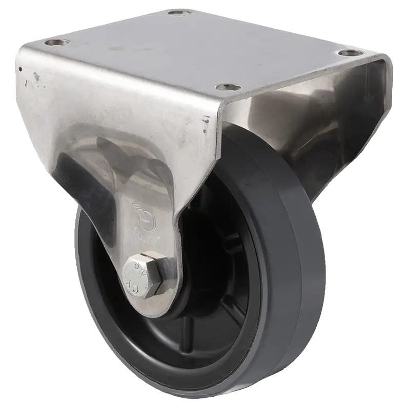 HUS125-OSF 125mm Stainless Steel Fixed Plate Castor, 300kg capacity polyurethane wheel.