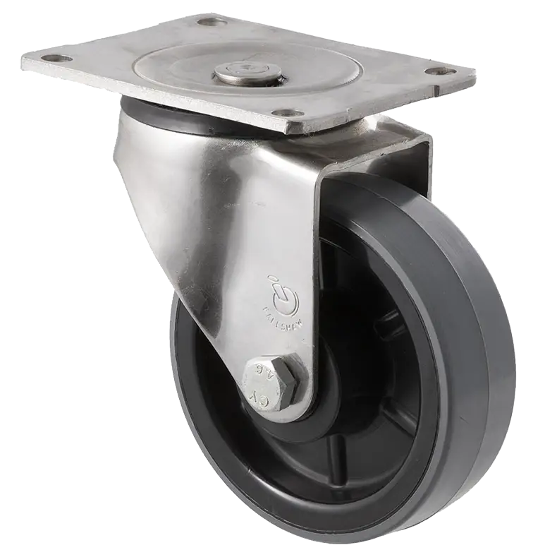 HUS125-OSP 125mm Stainless Steel Swivel Plate Castor, 300kg capacity polyurethane wheel.