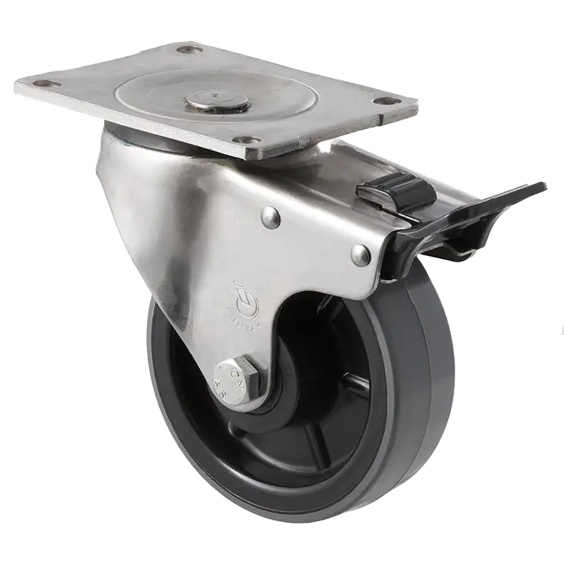 HUS125/OSPTB 125mm Polyurethane Stainless Steel Swivel Plate Braked Castor 400kg