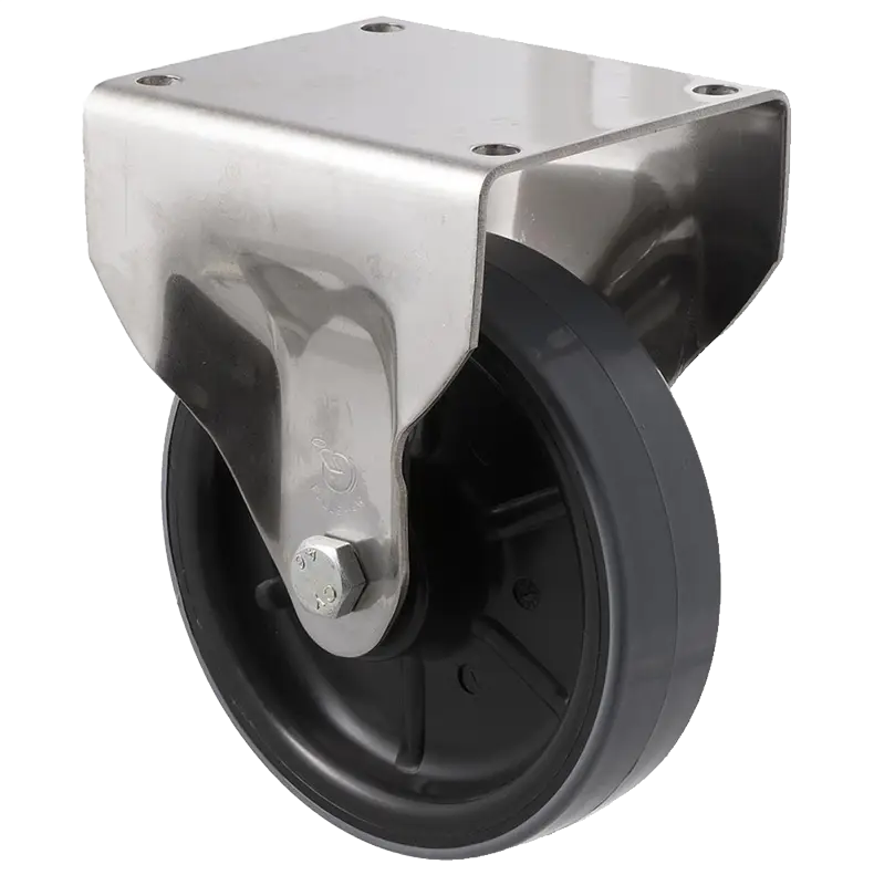 HUS150-OSF 150mm Stainless Steel Fixed Plate Castor, 300kg capacity polyurethane wheel.