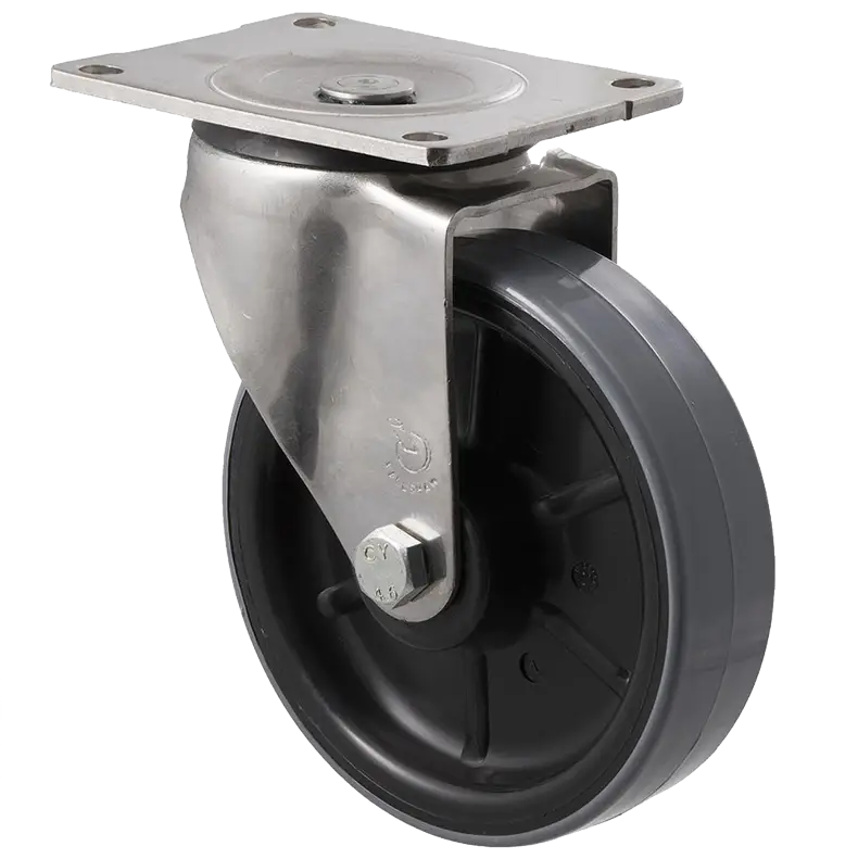 HUS150-OSP 150mm Stainless Steel Swivel Plate Castor, 300kg capacity polyurethane wheel.