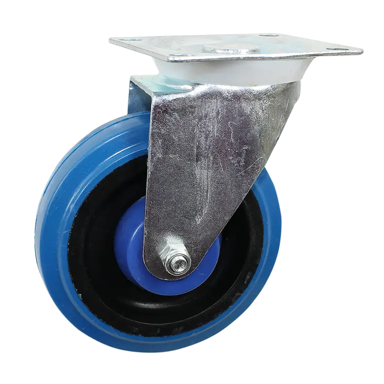 Medium Duty Blue Rubber Castor Swivel Plate