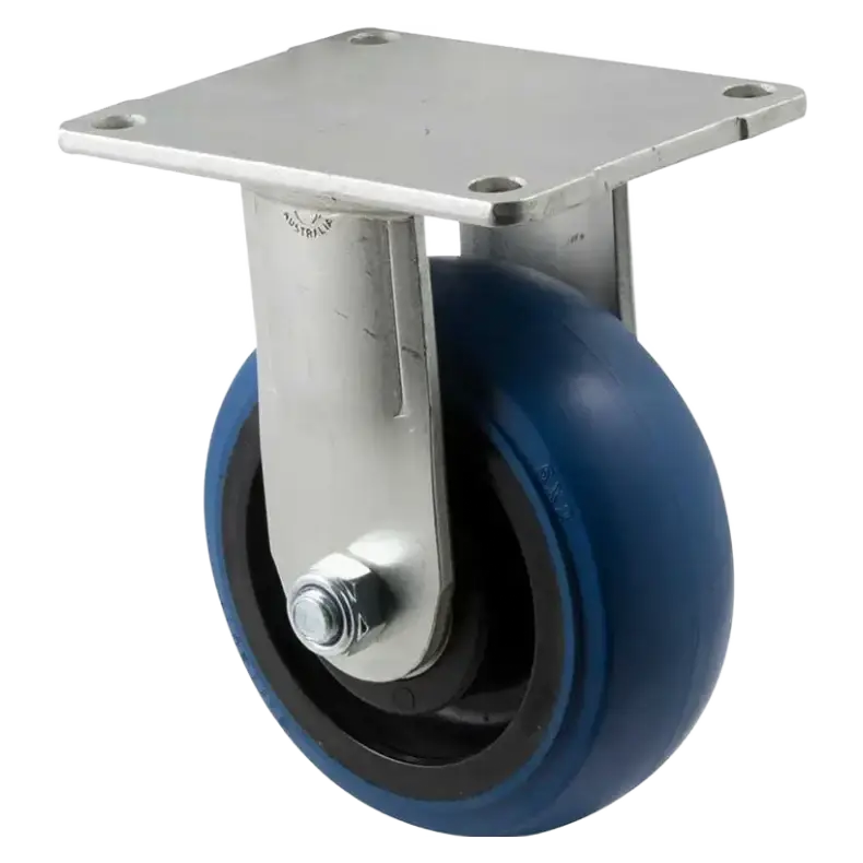 125mm blue rubber fixed castor 350kg - OBQ125/OZF