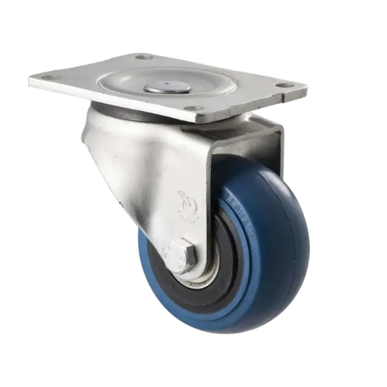 Industrial O Series blue rubber swivel castor, loads up to 500kg