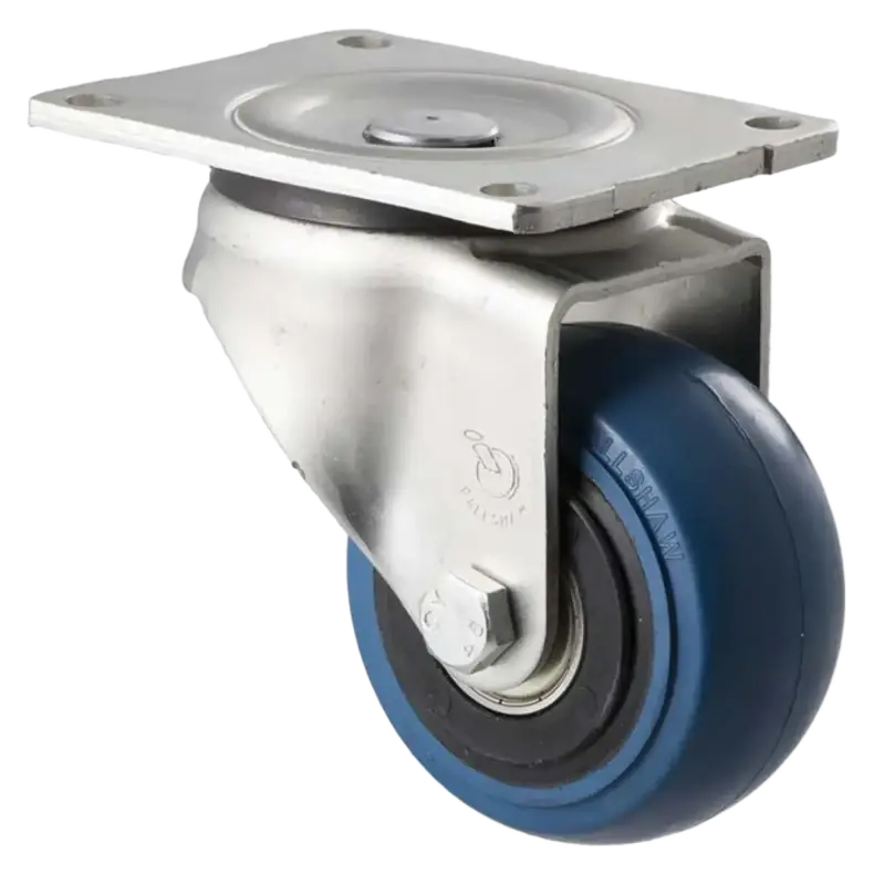 100mm blue rubber swivel plate castor 300kg - OBQ100/OZP