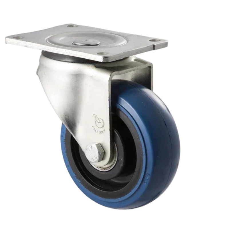 125mm blue rubber swivel plate castor 350kg - OBQ125/OZP