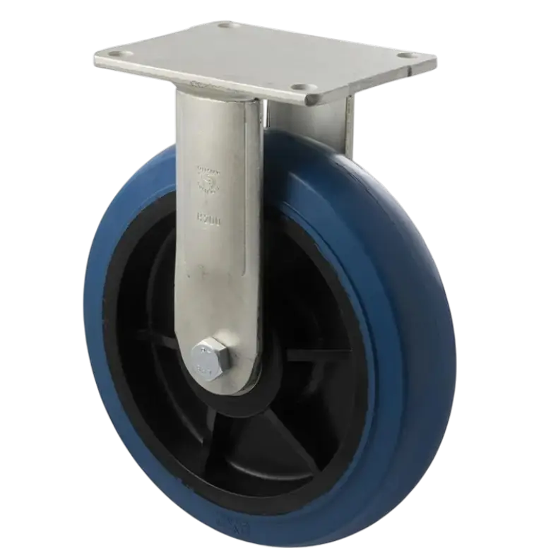 200mm blue rubber fixed plate castor 400kg - OBQ200/HZF